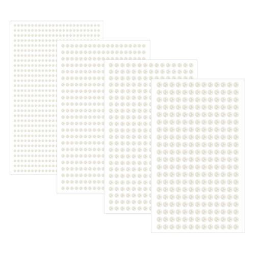 1792 Pcs 4 Sizes Self Adhesive Face Rhinestones Gems Stickers, Beige White