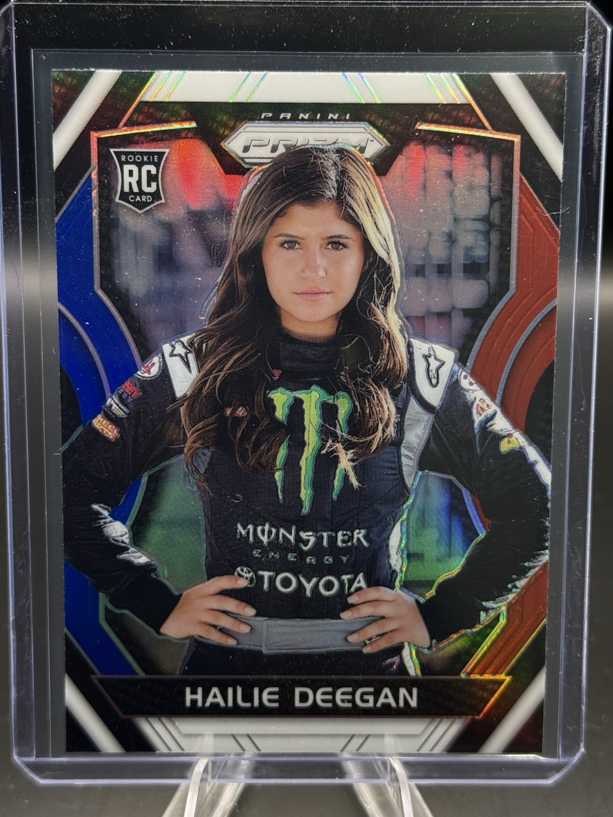 2018 Panini Prizm Racing Hailie Deegan #30 Red White Blue Rookie
