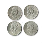 Lot Of 4 Franklin Silver Half Dollar 1958-1960 1.447 Troy Ounce