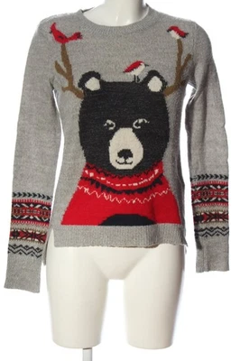ABERCROMBIE & FITCH Pull tricoté Dames Pull T EU 34 gris clair-noir-rouge - Photo 1/4