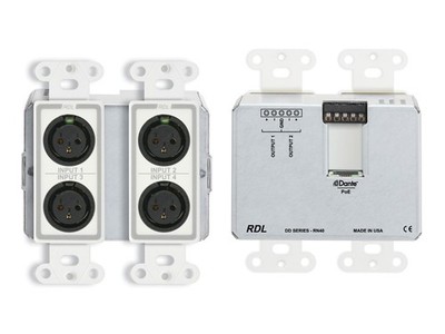 RDL DD-RN40 Wall-Mounted Bi-Directional Mic/Line Dante Interface 4x2