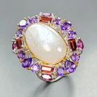 Handmade 16 ct+ Natural Moonstone Ring 925 Sterling Silver Size 8.5 /R454502