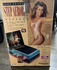 Jane Fonda Fitness Quest Step Aerobics 3 Tier Exercise Stepper With Tape EUC