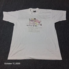 Vintage Novelty Funny Old Person Work T Shirt Size Large White Screen Stars