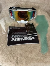 Extra Clear Lens and Tear Offs 100% Armega HiPer Goggles White/Silver Mirrored
