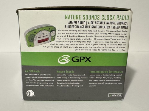 GPX Nature Sounds Orologio Radio Sveglia Cambio Colore Piastre Quadranti AM FM - Foto 5 di 8