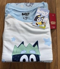 NWT Men  s Size Large L  Bluey Pajama Set Fleece Pants Long Sleeve Dad Bandit