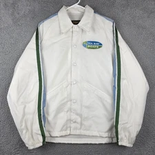 Vintage Swingster Sea Ray Jacket Mens Medium Lined Nylon White Sleeve Stripes