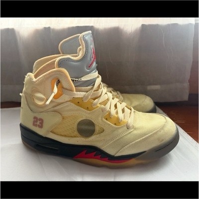 Off White X Nike Air Jordan 5 Sail Mid Top Sneakers DH8565-100 Size 10 Retro