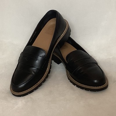 DV Dolce Vita WOMENS Sz 8 Black Penny Loafer Lug Sole Block Heel