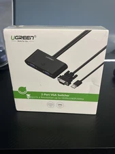 UGREEN 2-Port VGA Switch Box w/ USB Power – 1080P 60Hz Monitor Switch NEW