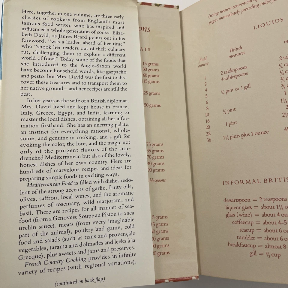 VTG Elizabeth David Classics...Mediterranean & French Food Cookbook HC/DJ Foto 4 de 4