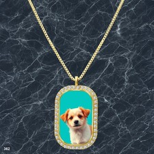 Stunning Cute Dog Puppy Pendant Necklace Photo Design Delicate Gold Tone Epic