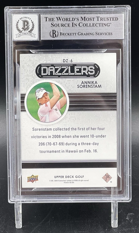 24 UD Dazzlers Green Annika Sorenstam #DZ6 Signed Trading Card Beckett BAS 10 - Image 2 of 2