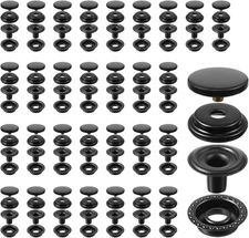 YAFIYGI 120 Pcs Metal Button Snaps Heavy Duty Snap Fastener Caps Marine black 