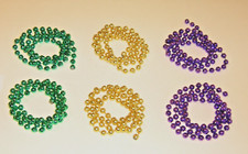 Mardi Gras Garland Beads 7mm 32" ea Mini Decorations Shiny Gold, Purple  Green