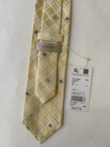 NEW Burberry Yellow Beige Plaid Mans 100% Silk Tie Authentic Italy 3.5" 0350369 - Picture 3 of 4