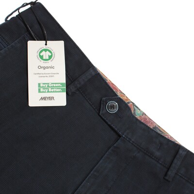 Meyer NWT Chinos / Casual Pants Size 50 34 US Bonn In Solid Blue Cotton Blend