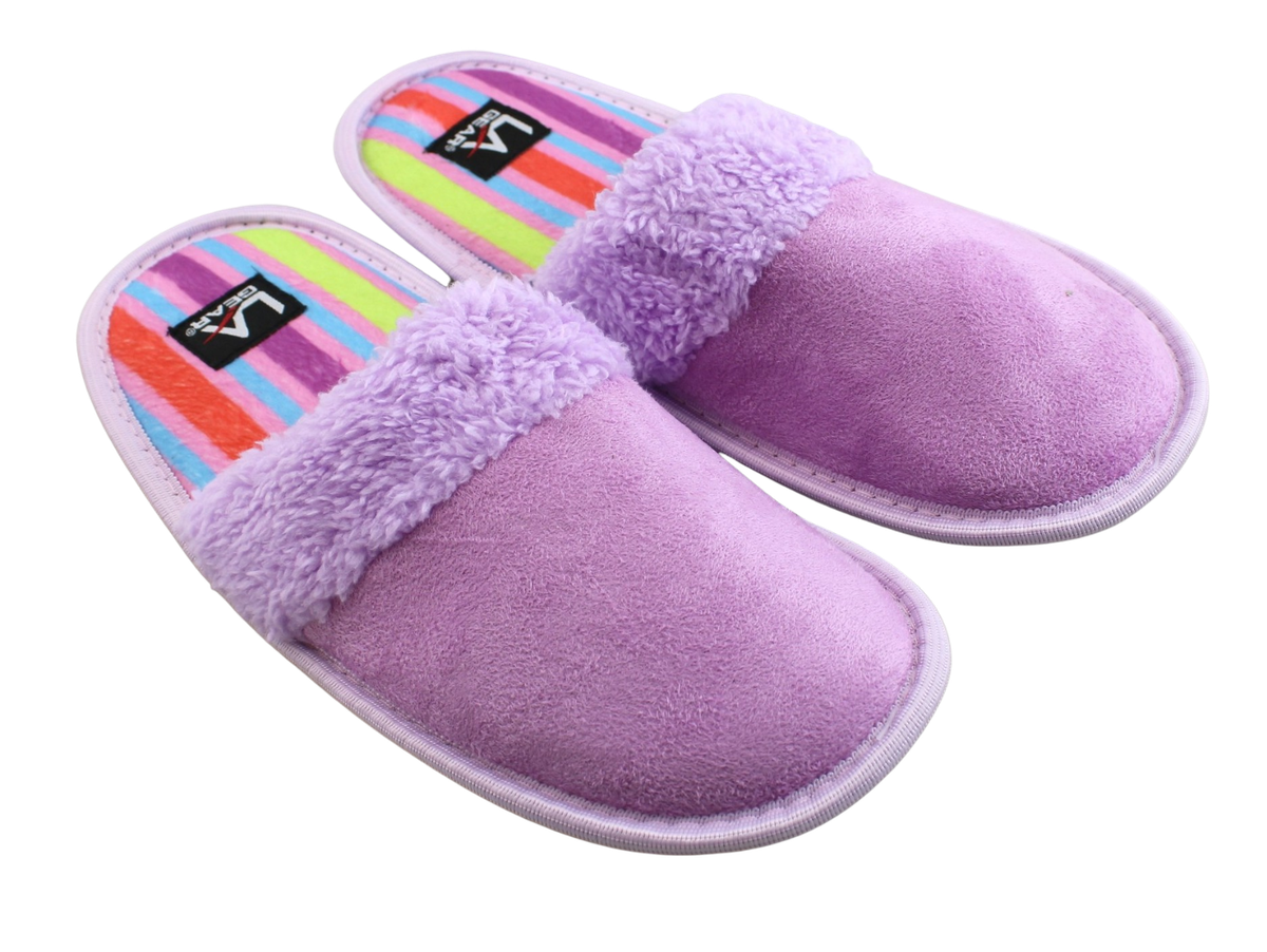 Ladies Sherpa Faux Suede Clog Slipper Plush House Slippers