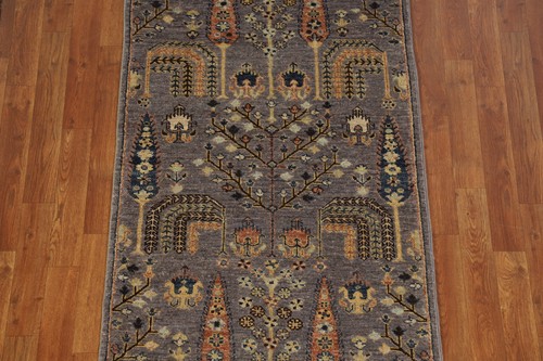 Vegetable Dye Oushak Chobi Turkish Runner Rug 3x10 Hand-made Hallway Carpet - Picture 4 of 19