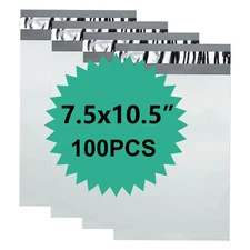 100 Poly 7.5x10.5 White Poly Mailers Shipping Envelopes Mailing Bags 2.5 Mil