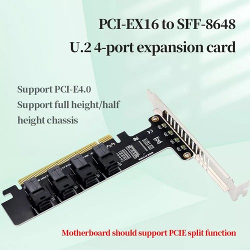 1* PCIe 4.0 Expansion Card 4*U.2 NVMe PCI-E X4/8/16 to SFF-8643 For Windows - Picture 11 of 13