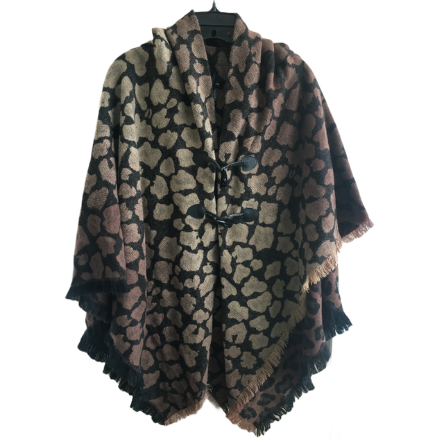 Modena New York Shawl Poncho Wrap One Size Fall Winter Animal Print