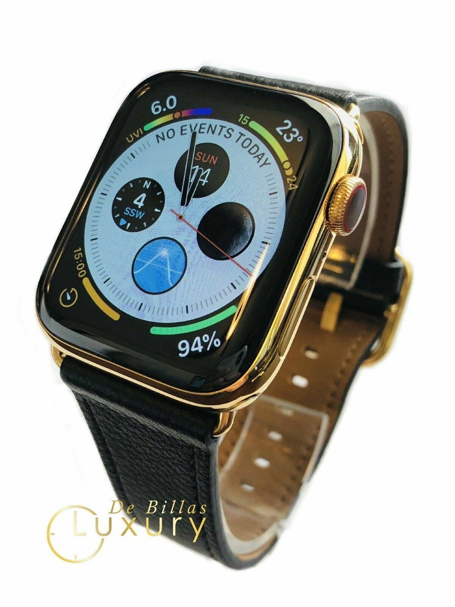 24k Gold Plated 44mm Apple Watch Series 5 Stainless Steel Blue