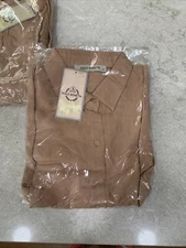 Polo Bonetta Tan Long Sleeve Button Up Blouse. Brand New Size 40 Size 6