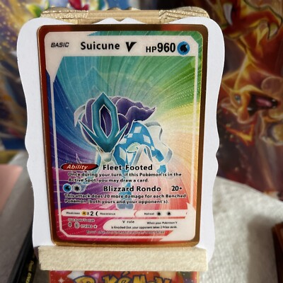 Suicune V 3D Prism Foil Fan Art Hp960 Fleet Footed Card NM