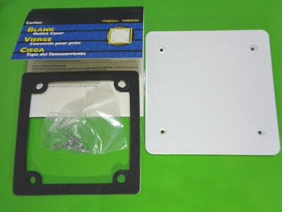 CARLON SE9802CN-CAR White Weatherproof Nonmetallic Blank Outlet Cover Kit, NEW