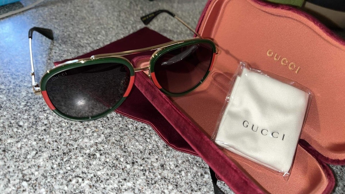 Gucci Urban GG 0062s Sunglasses Gold w/ green and red with bumble bee on  tips 889652051277| eBay