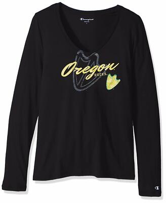 Champion NCAA Oregon Ducks Women's University Long Sleeve V-Neck