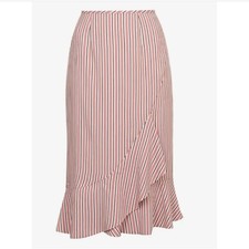 Colour By Numbers Ted Baker 2 US 4-6 Coryn Pink Striped Asymmetric Midi Skirt