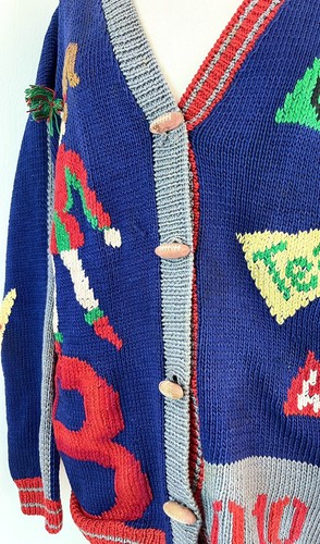 Vintage Berek Marta D American Football Cheerleaders Cardigan Size Small - Picture 6 of 12