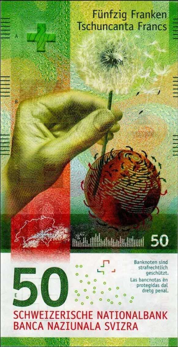 Switzerland 50 Francs 2020 CIR Banknote. 50 Swiss Francs