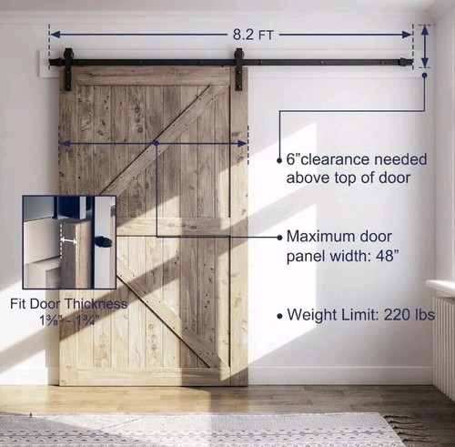 Smart Standard Schiebetür Scheunentor Hardware Schrank Schiene Kit für 5,5 -8,2 Fuß - Bild 5 von 8