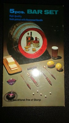 5pcs. Bar Set High Quality Gold -plated With Rosewood Handl