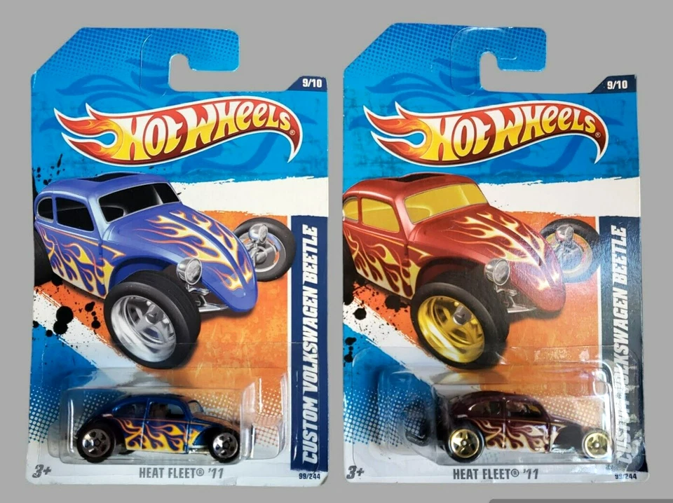 Hot Wheels CUSTOM VOLKSWAGEN BEETLE Blue & Purple Heat Fleet '11 99/244 LOT OF 2 - Image 4 of 4
