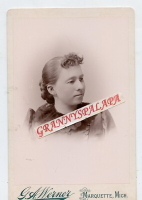Cabinet Photo-Marquette, Michigan, Young Lady, Short Bangs, Pin, Werner Studio