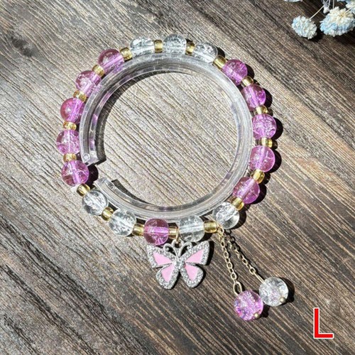 Koreanische rosa Kristall Blumen Schmetterling Anhänger Perlen Armband für Frauen _ - Bild 3 von 44