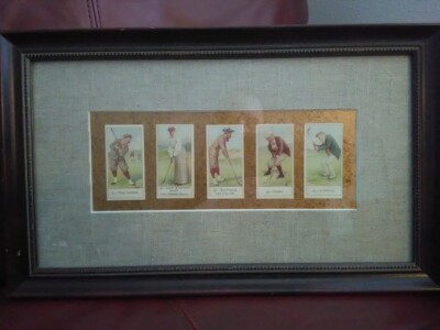 Set of 5 Cope's Golfers 1900 / Cope Bros. Cigarette Cards Framed