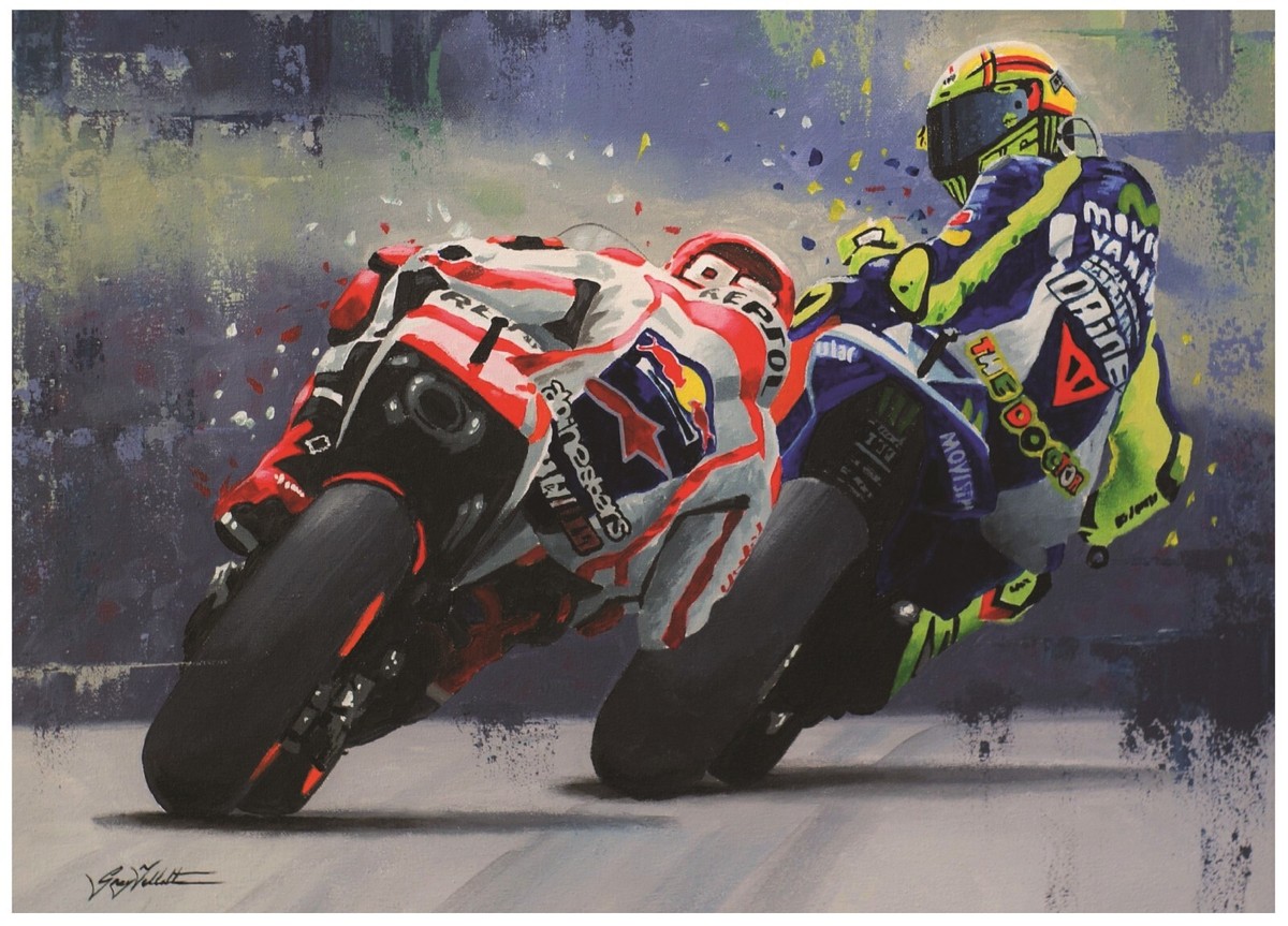 Valentino Rossi MotoGP A3 print from painting by Greg Tillett