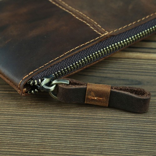 Piccola borsa per monete in vera pelle vintage con cerniera tasca dimensioni borsa cambio portafoglio- - Foto 9 di 17