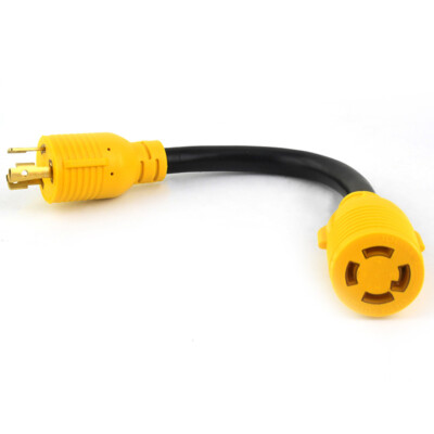 RV Power Cord Adapter 12In 30Amp Male L5-30P Marine 30Amp Female L14-30R IN A12