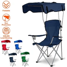 Portable Folding Beach Chair Oxford Cloth Lounge Canopy Chair Outdoor Stool