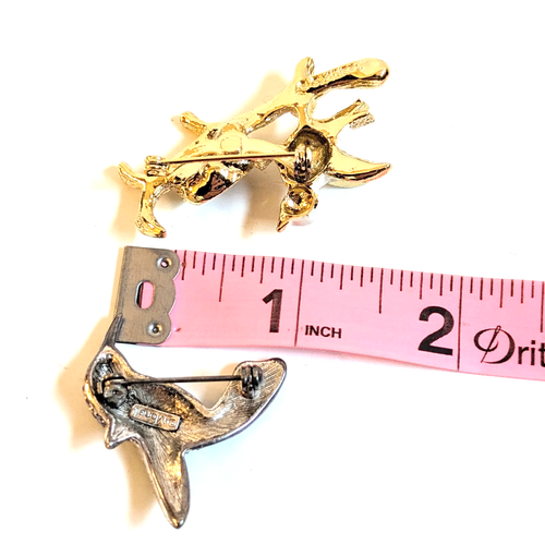 Vintage Costume Brooch Pins Birds Owl Rhinestone Gold Enamel Swoboda Monet Lot - Picture 7 of 9