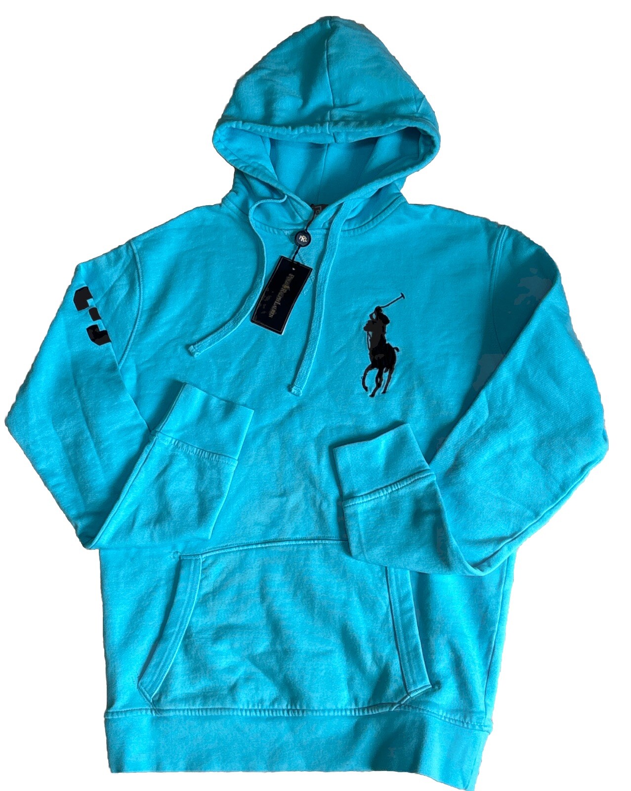 Felpa con cappuccio Polo Ralph Lauren da uomo grande pony spiaggia blu taglia M