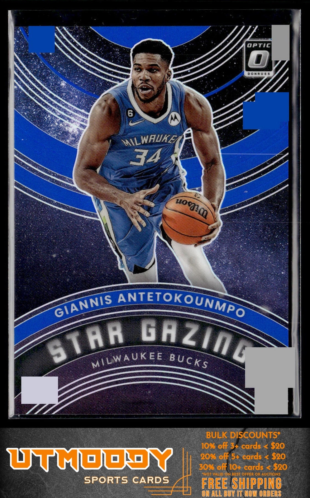 2022 Donruss Optic 1 Giannis Antetokounmpo Star Gazing Blue /49