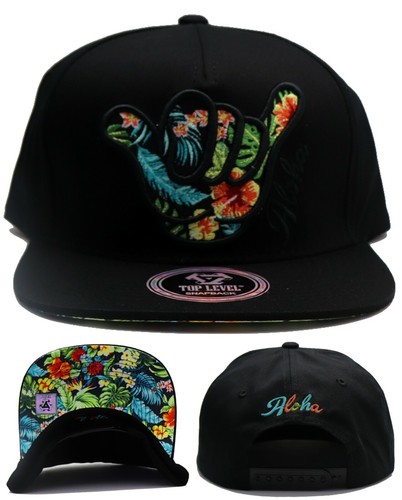 Hawaii New Top Level Aloha Floral Hang Loose Maui Black Era Snapback Hat Cap